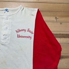 Vintage 80s Albany State University Collegiate Henley Raglan T-Shirt USA Medium