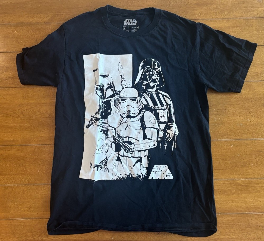 Star Wars Adult Black T-Shirt ShortSleeveDarth Vader/Boba Fett/StormTrooper Sz S