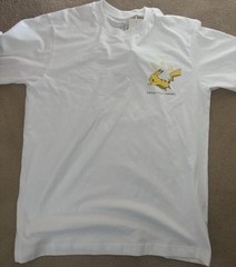 Pickachu Shirt Men Energy Fully Charged Medium White Graphic Tee