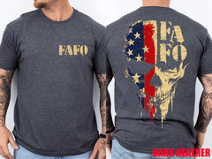FAFO Skull Patriotic Grunge Style for Men 2 Sided FAFO Skull Front Back T-Shirt