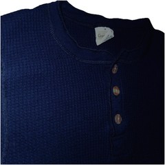 VTG 90’s Greatland Apparel Medium Navy Blue Waffle Knit Thermal Grunge Henley