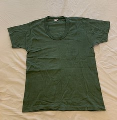 Vintage 60s Army T Shirt XS Olive Drab Skivvy U-Neck Otis USMC Military Vietnam