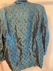 60s Vintage Men’s Silk Brocade Blue Black Tux Dinner Jacket Size 42 MOD Atomic