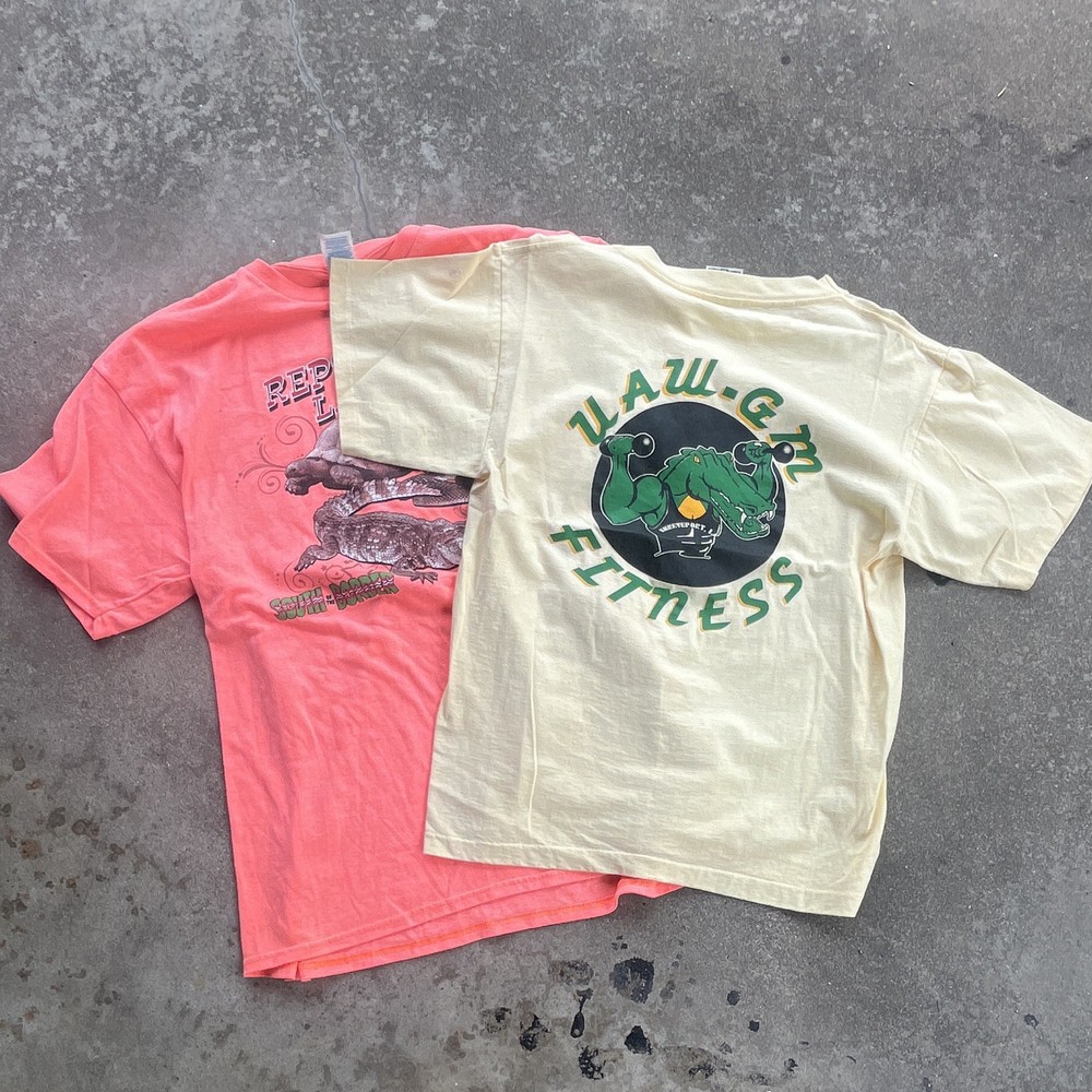 Vintage Weight Men’s Graphic Tee Lot UAW-GM Fitness/Reptile M XL made in USA