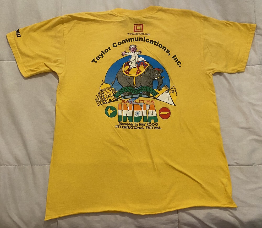 Memphis in May 2000 Salutes India Sz L T-Shirt Pig Riding Elephant Pyramid