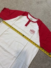 Vans Men’s Short Sleeve Henley T-shirt Henley Size Medium Red & White