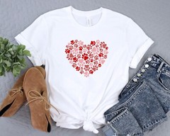 Paw Heart T-Shirt Dog Lover Tee Gift Animal Lover Shirt Fur Mama T-Shirt