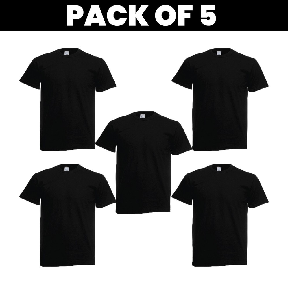 Pack 5 & 3 Fruit of the Loom T-Shirt Plain Casual Wear stag do hen Unisex SS048