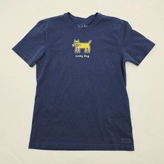 Life Is Good LUCKY DOG Men’s Shirt Size Medium Lot of 2 Gray Horseshoe Navy Blue