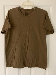 Hanes Mens ComfortSoft T-Shirt Short Sleeve Round Neck Khaki Size L 100% Cotton