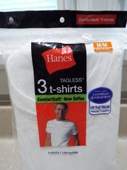 MED 2010 Hanes Classic Tagles 3 pack T-Shirt Comfort Lay Flat Collar Tagless NEW