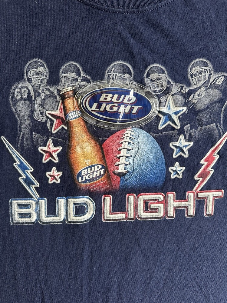 Vintage Fruit of the Loom NFL Bud Light Beer Sponsor NFL Navy T-Shirt Men’s XL