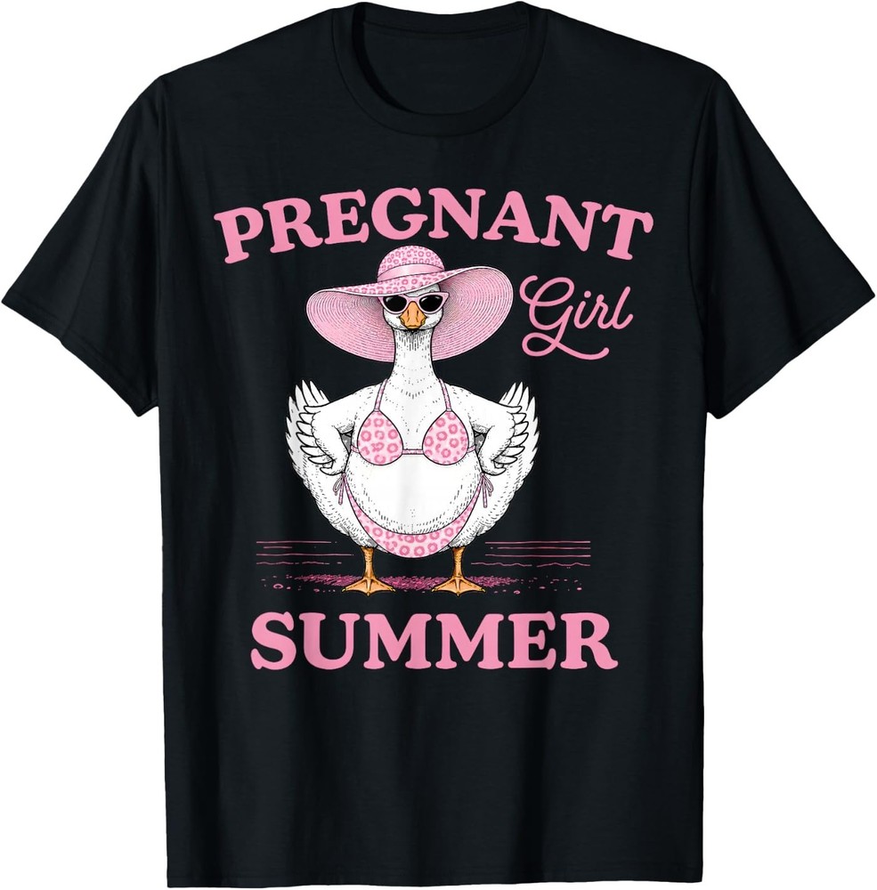 Pregnant Girl Summer Funny Goose Pregnancy Announcement Mama T-Shirt