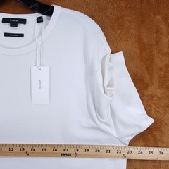 VINCE Shirt Mens XL White Pullover Short Sleeve Pique T-Shirt 100% Cotton $110