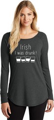 St Patricks Day Irish I Was Drunk Ladies Tri Blend Long Sleeve Shirt