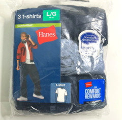 Hanes Tagless 3 T-Shirts Size Large & XL Lay Flat Collar Multicolor