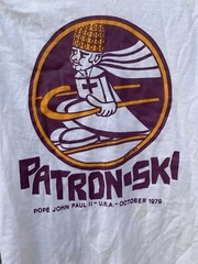 Vintage Patron Ski Pope John Paul II USA October 1979 T Shirt Velva Sheen 1970s