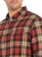 Classic-Fit Flannel Shirt 100% Cotton Plaid New Fashion Brown Orange