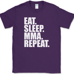 Eat Sleep MMA Repeat T-Shirt Funny Martial Arts Hobby Sports Fitness Tee