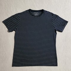 Banana Republic T Shirt Mens Large Blue Striped Short Sleeve Crew Neck Casual