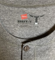 Hanes Beefy Henley Shirt Men’s Sz Medium Long Sleeve Heather Gray Straight Hem