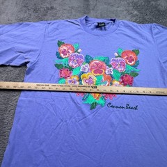 Vintage 90s Single Stitch Cannon Beach Oregon Tee Shirt Adult L Floral Islander