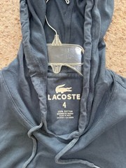 Lacoste Mens Small Classic Pullover Light Weight T-Shirt Hoodie Blue Casual