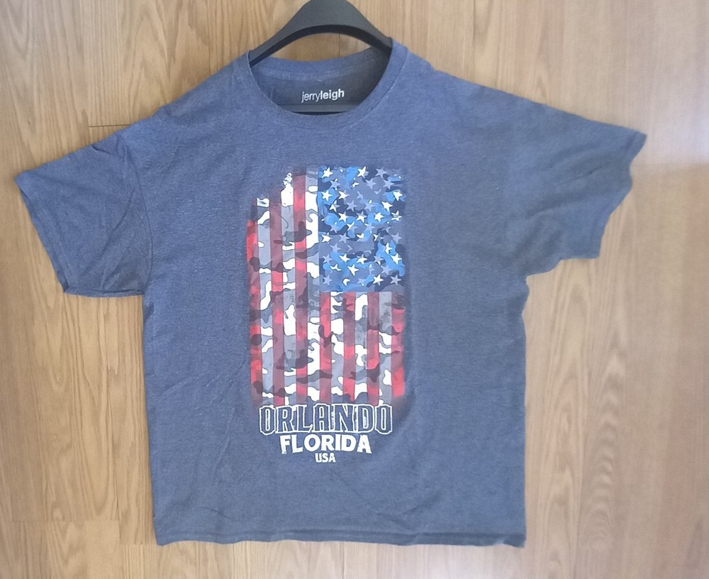 Size XL /XG Jerryleigh mens T-Shirt – Gray Orlando Florida USA logo !