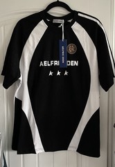 AELFRIC EDEN Contrast Color Stripe Soccer Jersey Mens Sz S Black/Wht NWT