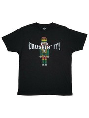 Men’s Large (42-44) Black “Crushin It” Nutcracker Christmas Short Sleeve T-Shirt