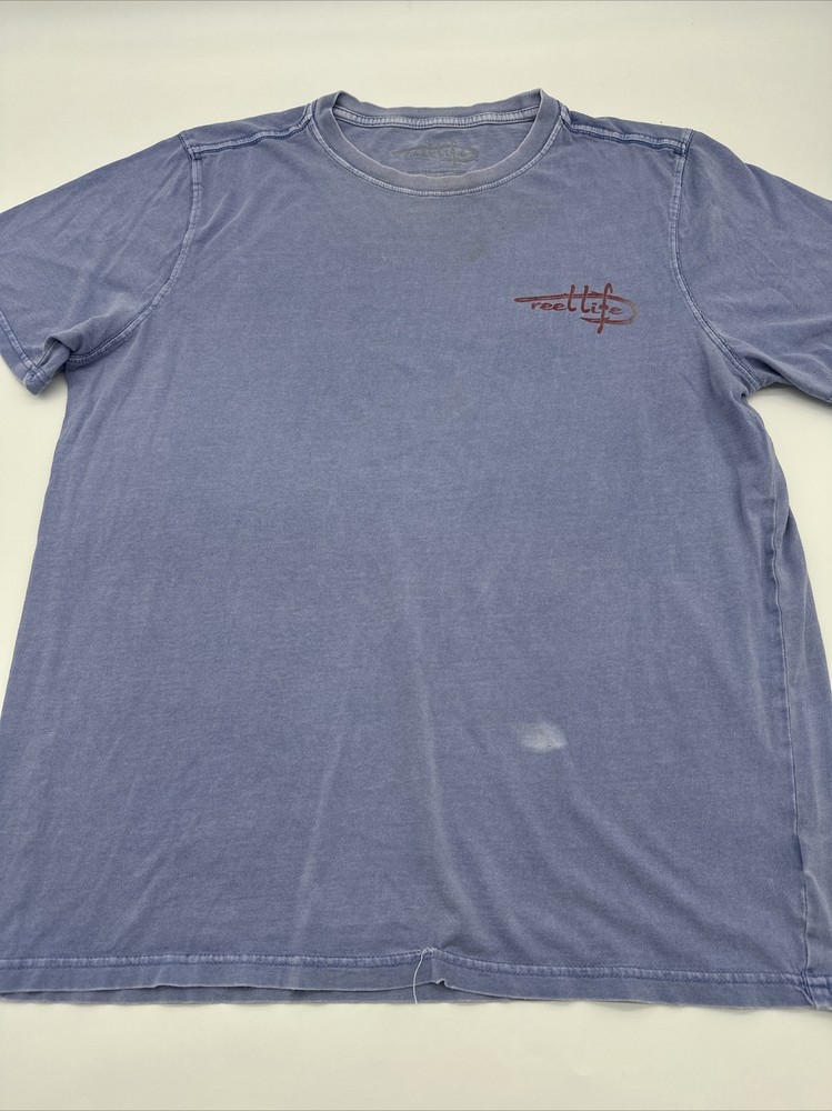 Reel Life T-Shirt Men Large Blue Graphic Print American Flag…#4468