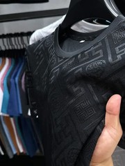 New Men’s Jacquard T-Shirt Casual Short Sleeve Round Neck Breathable Fashion TOP