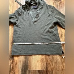 Jachs New York Mens Hooded Henley Top Size L Green 100% Cotton comfy casual