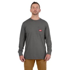 Milwaukee 606G-XL Mens XL GRIDIRON Cotton/Polyester Long-Sleeve Pocket T-Shirt