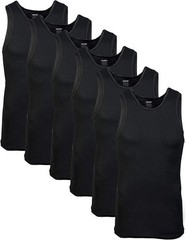 Gildan Men’s A-Shirt Tanks, Multipack, Style G1104, Medium, Black (6-pack)