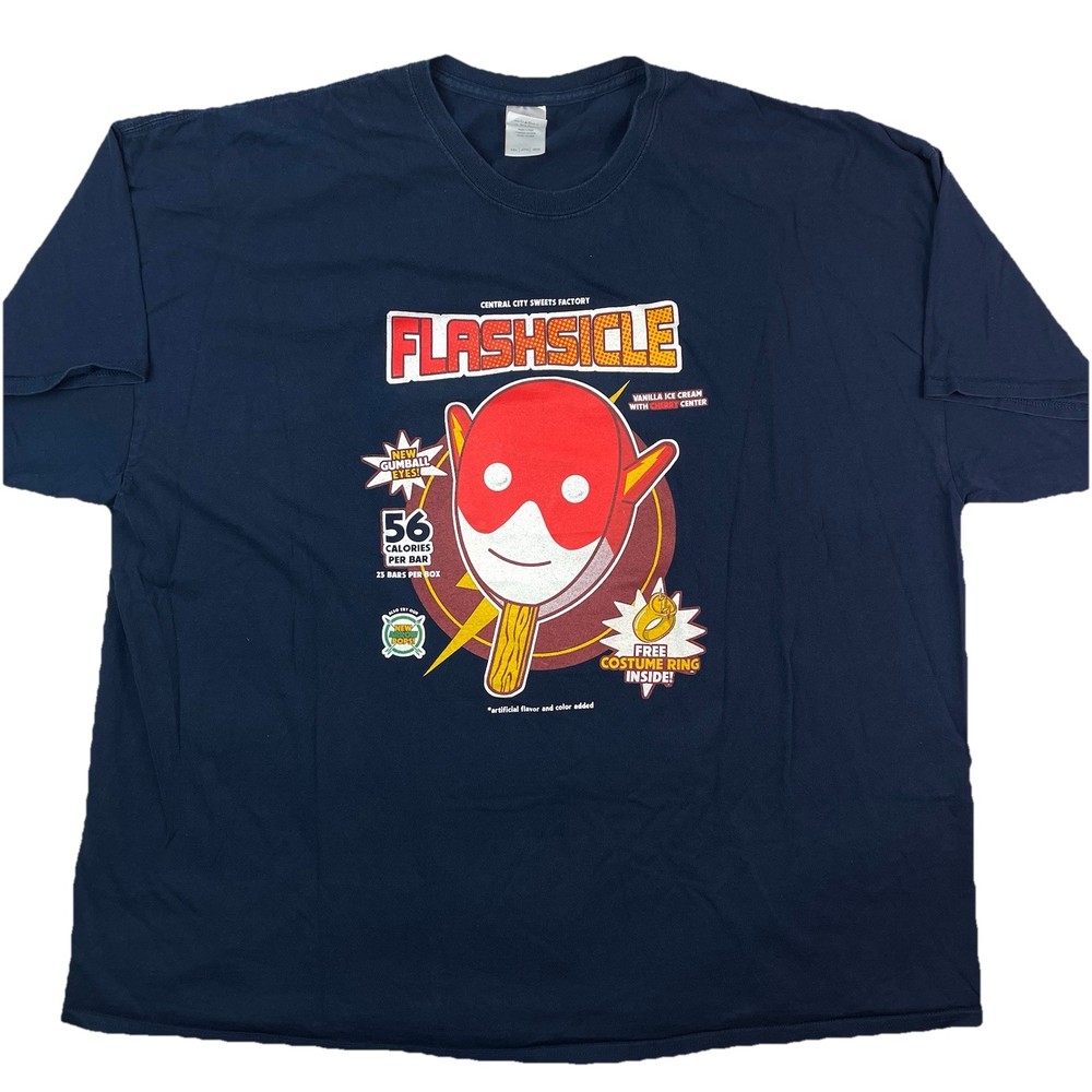 DC Comics The Flash Flashsicle Ice Cream Navy Blue Graphic T-Shirt Men’s 4XL