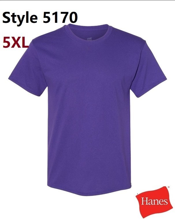 Hanes 5170 5XL EcoSmart Crewneck Short Sleeve Tee Pit to Pit 31″ Unisex Purple