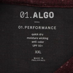 01.Algo Shirt Men 2XL XXL Red Performance Henley anti-odor Quick Dry Long Sleeve
