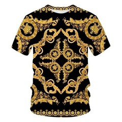 Luxury Baroque Style 3D Print Men’s T-shirts Fashion Round Neck Short Sleeve.