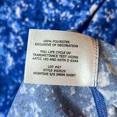 Coolibar NEW Men’s Hightide Short Sleeve Sun Protection Swim Shirt Blue Print M