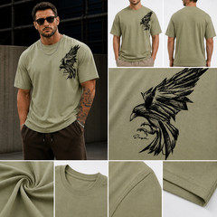 Men’s Eagle Cool Graphic T-Shirt Loose Fit Streetwear Summer Casual Cotton Tee