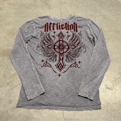 Vintage Y2K Affliction Mens Henley Size Medium Grunge Cross Skull Angel Biker