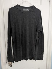 FAHERTY Waffle Knit Cloud Cotton Shirt Men’s Large Dark Gray LS Thermal Crewneck