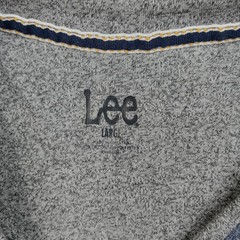 Lee Shirt Mens Large Blue Gray Heather V-Neck Long Sleeve Casual Knit Pullover