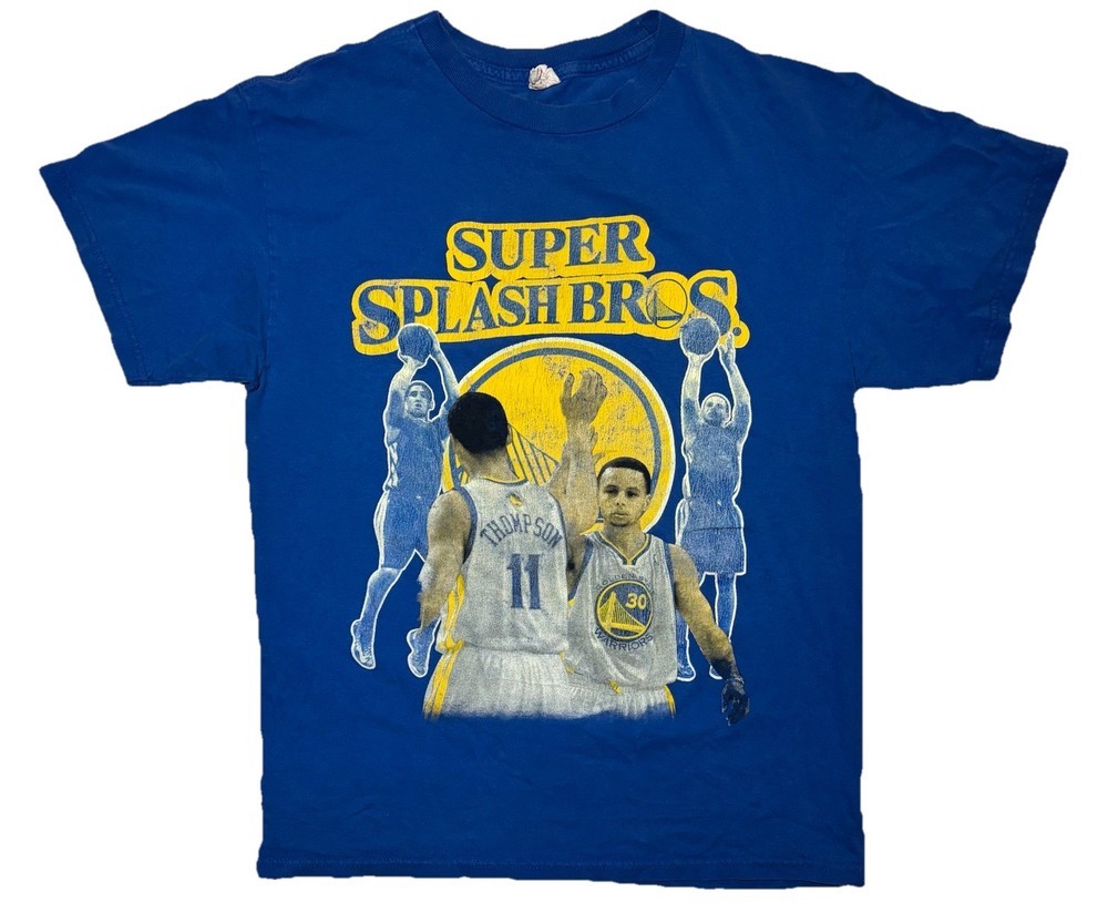 Super Splash Bros Steph Curry Klay Thompson Mario Basketball Parody Shirt Medium