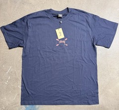 Stussy Shirt Paint Design Spell out Size XL Navy NWT Double Sided Streetwear
