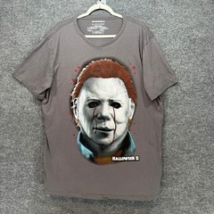Halloween II Tshirt Mens 2XL Gray Michael Myers Bleeding Eyes Horror Tee Movie