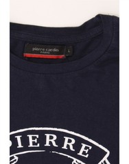 PIERRE CARDIN Mens Graphic T-Shirt Top Large Navy Blue Cotton CY24