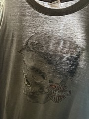Vintage HARLEY DAVIDSON T Shirt Skull Buffalo New York Gray XL Paper Thin.