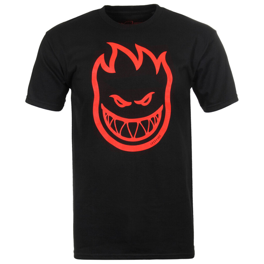 Spitfire Wheels BIGHEAD LOGO Skateboard T Shirt BLACK w/RED Print